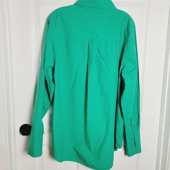 COS Shirt Womens 14 Green Button Down Long Sleeve 100% Cotton Pocket Collared - Picture 5 of 10